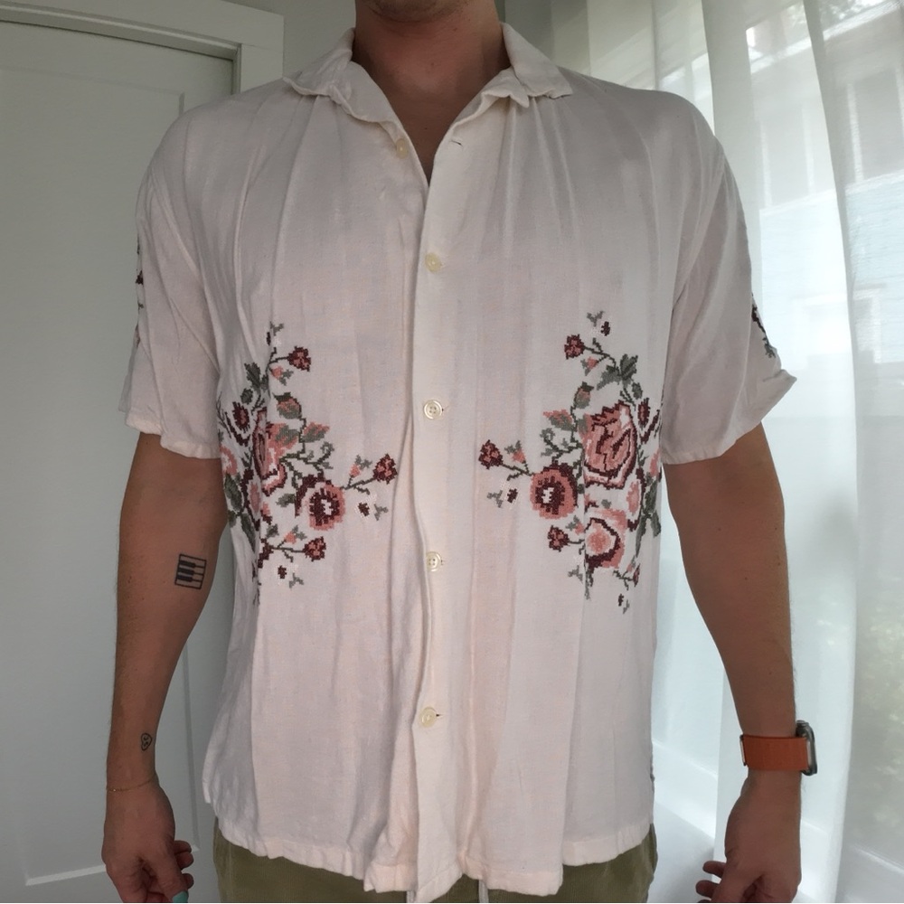 Abercrombie & Fitch Men’s short sleeve knit beach button down Size Medium